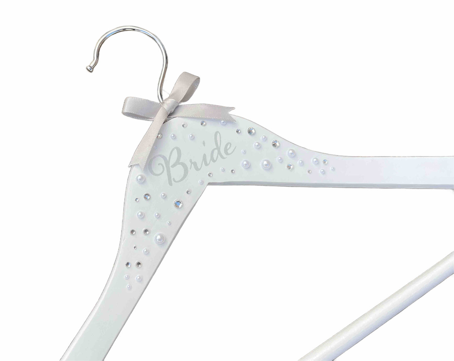 Bride Hanger for Wedding Dress | White Wooden Bridal Hanger with Bow