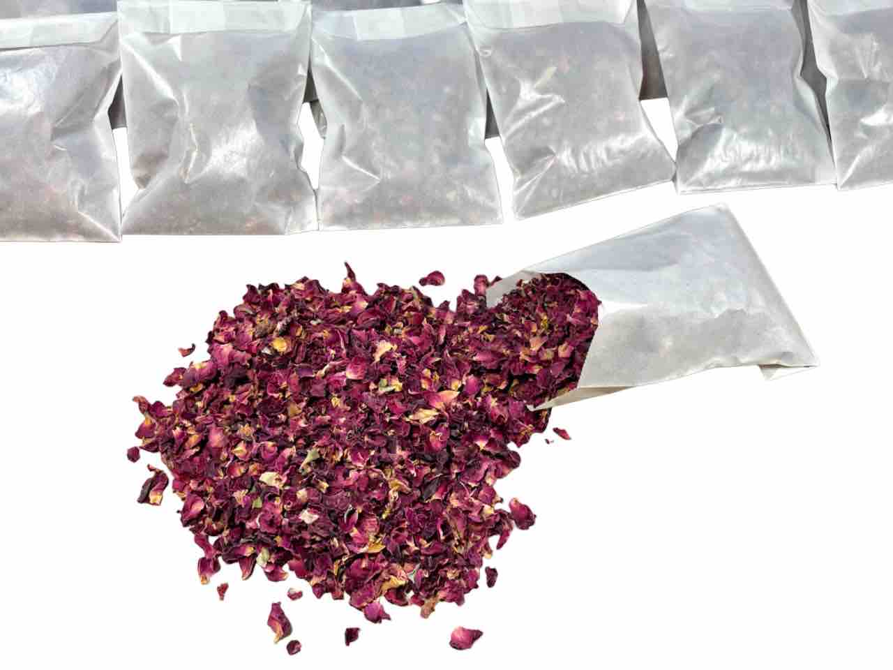 50 Packs Wedding Confetti Rose Petals | Pre Filled Natural Dried Flower Biodegradable Confetti