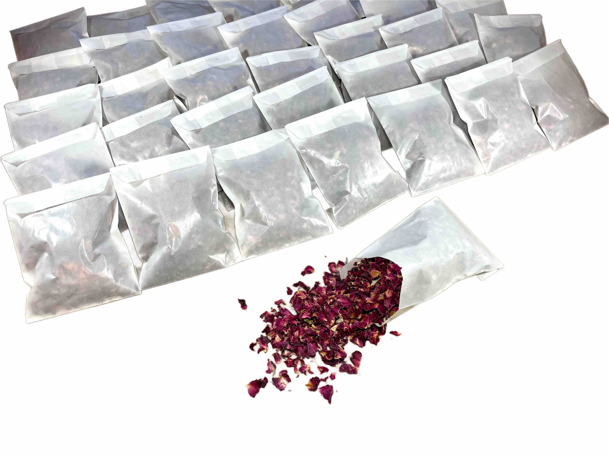 50 Packs Wedding Confetti Rose Petals | Pre Filled Natural Dried Flower Biodegradable Confetti