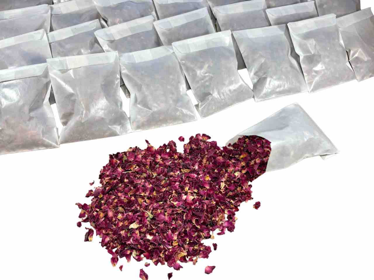 50 Packs Wedding Confetti Rose Petals | Pre Filled Natural Dried Flower Biodegradable Confetti