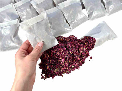 50 Packs Wedding Confetti Rose Petals | Pre Filled Natural Dried Flower Biodegradable Confetti