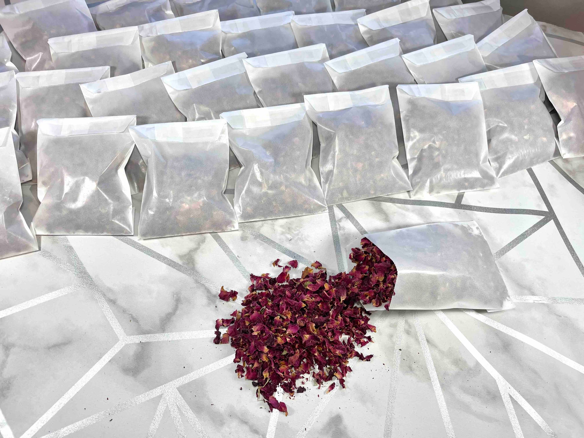 50 Packs Wedding Confetti Rose Petals | Pre Filled Natural Dried Flower Biodegradable Confetti