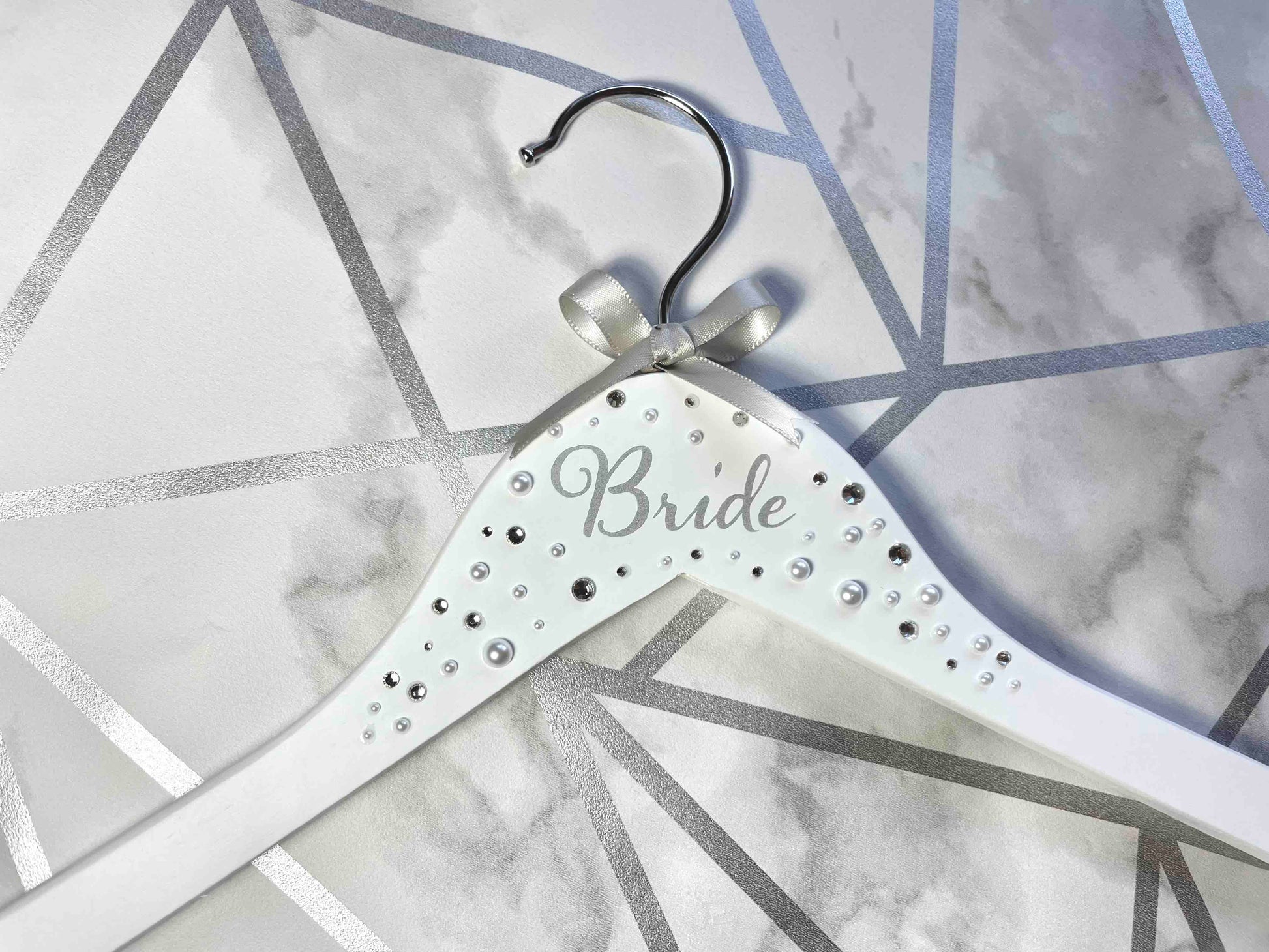 Bride Hanger for Wedding Dress | White Wooden Bridal Hanger with Bow