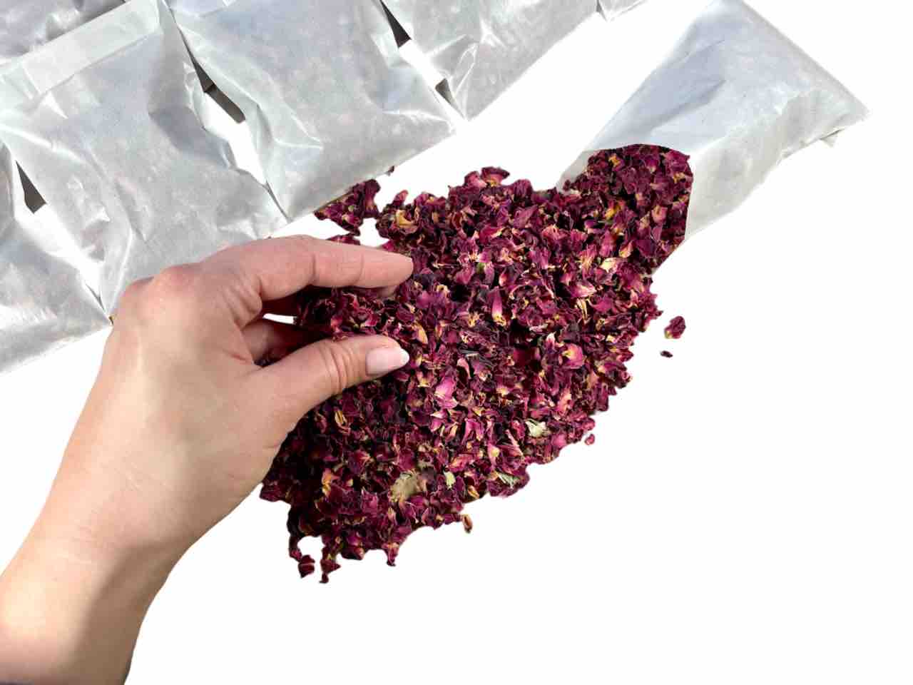 50 Packs Wedding Confetti Rose Petals | Pre Filled Natural Dried Flower Biodegradable Confetti