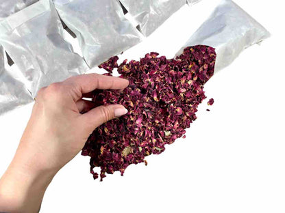 50 Packs Wedding Confetti Rose Petals | Pre Filled Natural Dried Flower Biodegradable Confetti