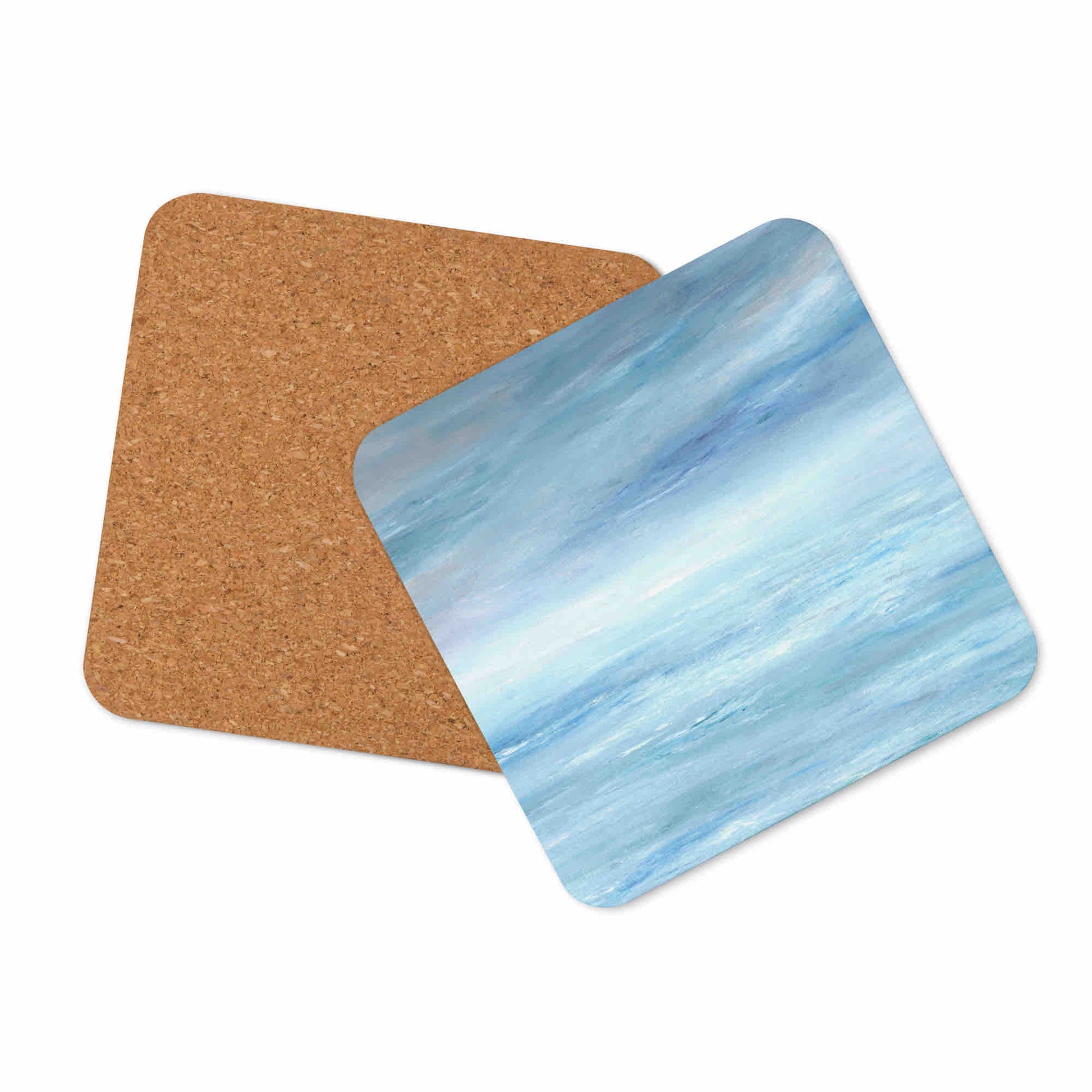 Abstract Sky Coasters - Misty Sky Decor - Coastal Home Decor - Nautical Style - Ocean Water - Blue Drinks Coasters