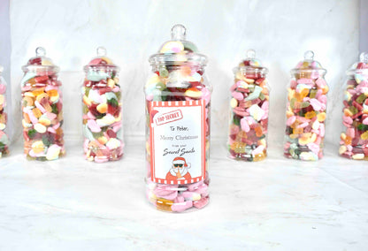 Secret Santa Personalised Sweet Jar - Custom Message Pick n Mix Gift Jar