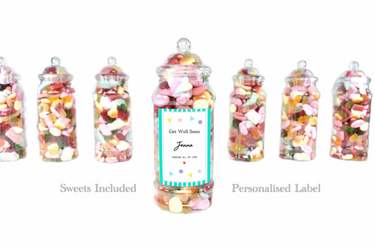 Get Well Soon Personalised Sweet Jar with Sweets Included 