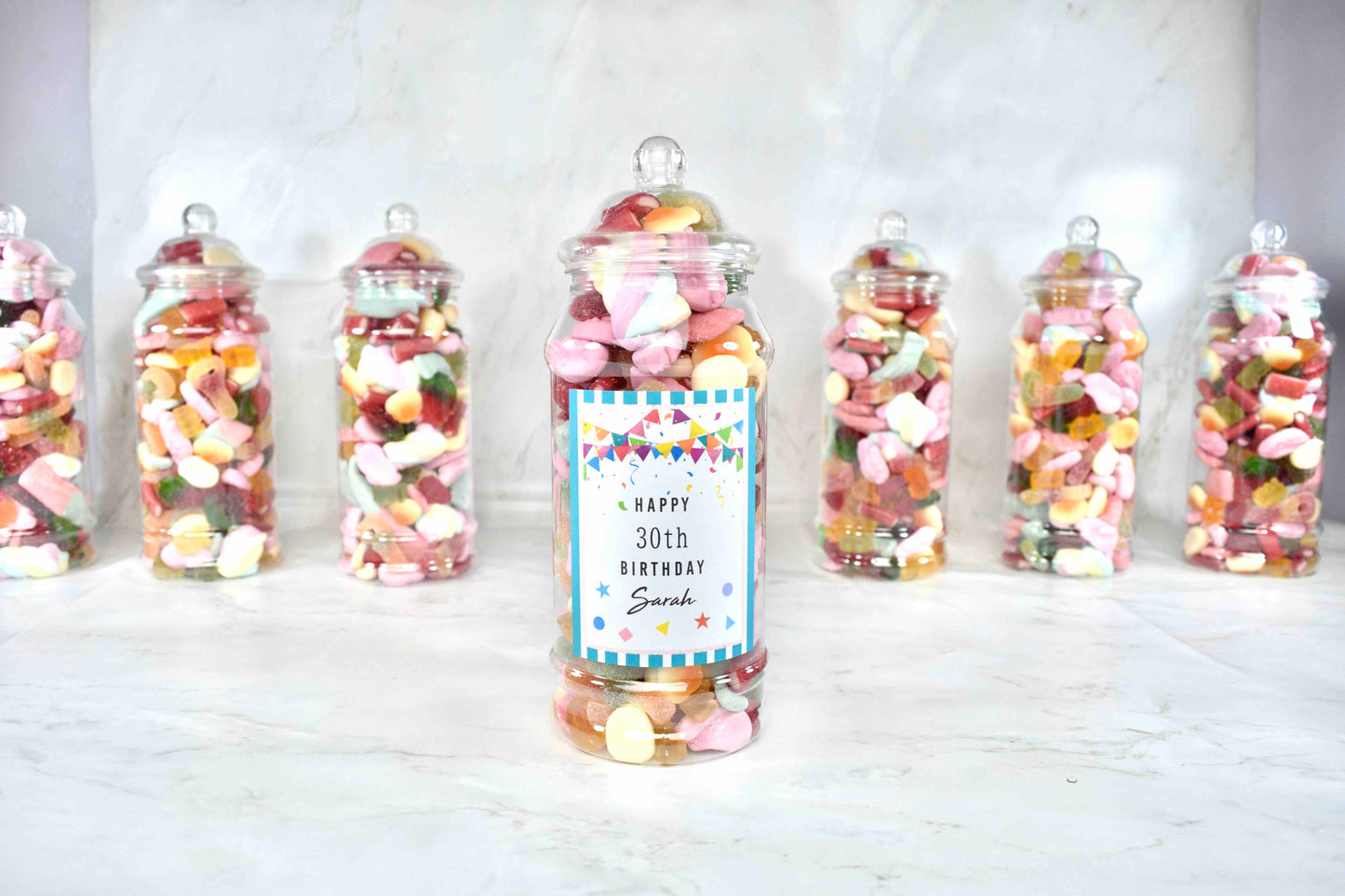 Personalised Happy Birthday Sweet Jar - Custom Message Pick n Mix Gift Jar