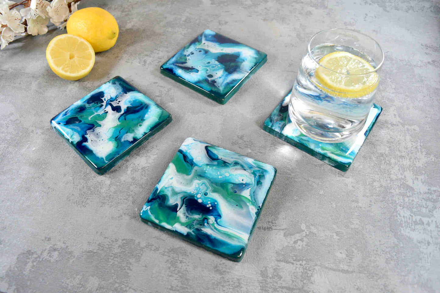 Ocean Art Placemats and Coasters - Heat Resistant dinner mats - Scratch resistant table mats - dining table protection - coastal nature inspired art 