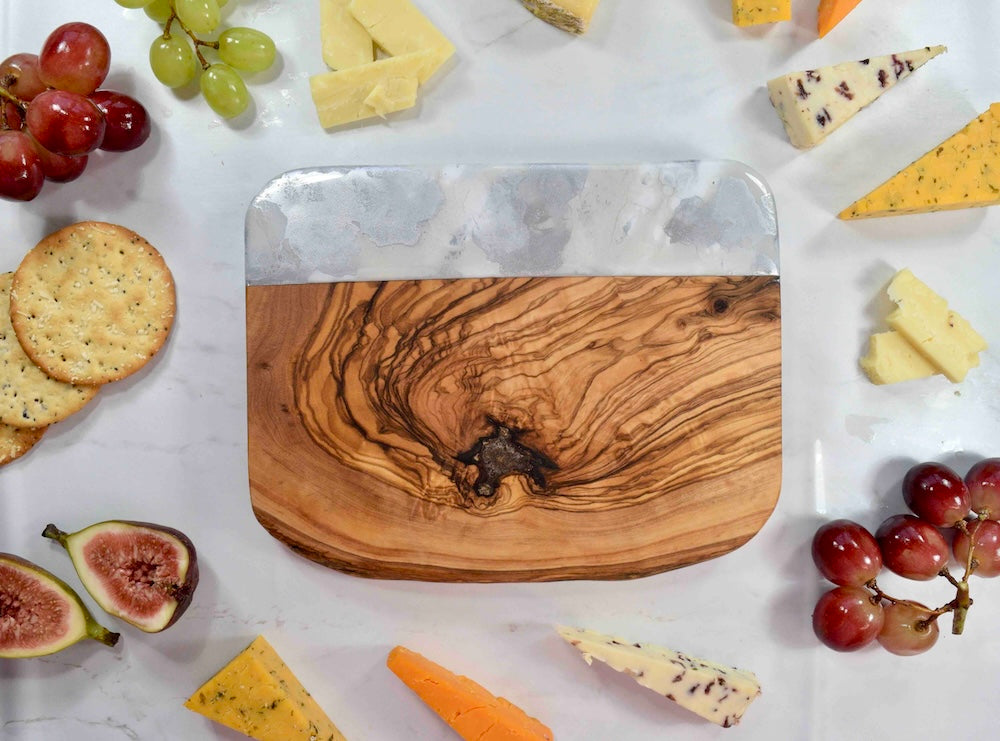 Grey Silver Charcuterie Board - metallic kitchen decor - unique housewarming gift - wedding present ideas - mothers day gifts
