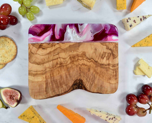 Pink Cheese Board Olive Wood 21cm