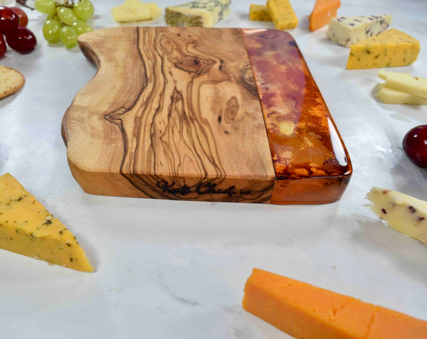 Cheese Board with Orange Resin Art