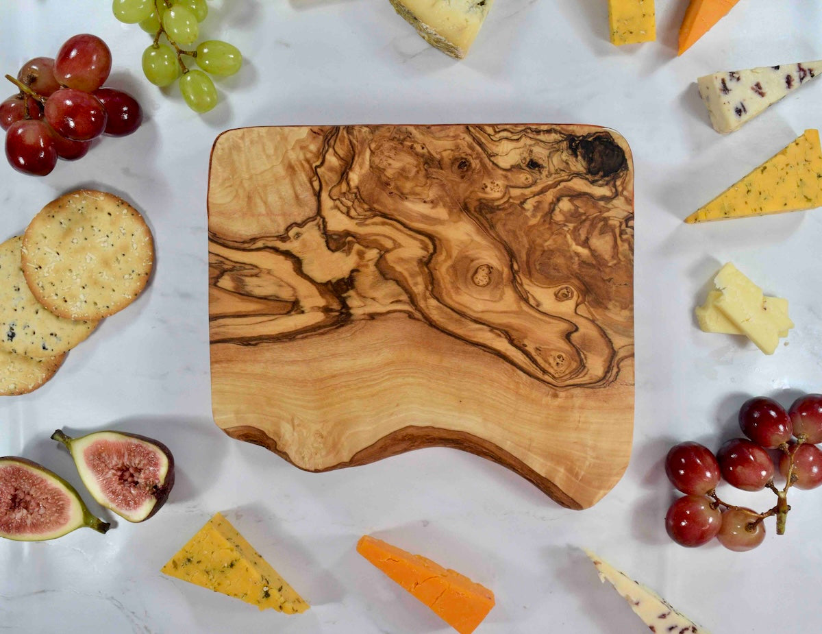 Green Silver Cheese Board - Olive Wood Chopping Board - Unique Gift for Grandmother - Foodie Birthday Gift Ideas