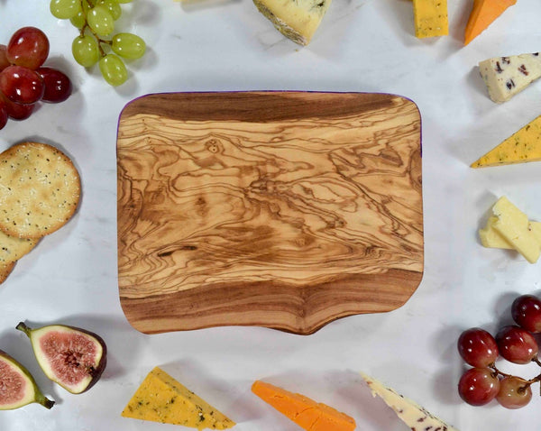 Blue Gold Cheese Board Olive Wood - 5th Wedding Anniversary Gift Ideas