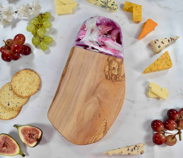 Pink Chopping Board - Olive Wood Cheese Board - Unique Gifts for Girlfriend - Cheese Lover Gifts - Foodie Gifts - Mothers Day Gifts