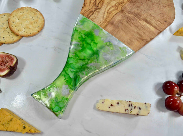 Mint Green Resin Cheese Board with Handle