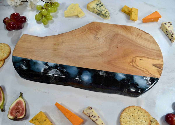 Black Resin Chopping Board - Olive Wood Cheese Board - Unique Housewarming Gift - New Home Present - Retirement Gift for Colleague