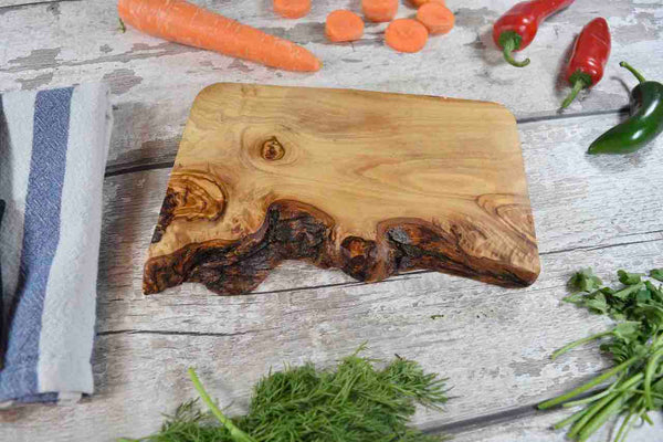 Natural Olive Wood Board with Rustic Edge 20cm - Christmas Cheese Board - Christmas Present Ideas for Dad - Tapas Serving Board - Small Business Christmas Gifts