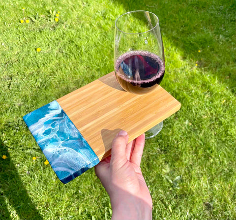 Wine and Tapas Board 24x15cm - Cheese Board with Wine Holder