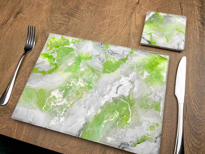 Lime Green Dining Table Mats and Coasters - Heat Safe