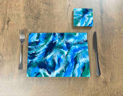 Ocean Art Placemats and Coasters - Heat Resistant dinner mats - Scratch resistant table mats - dining table protection - coastal nature inspired art 