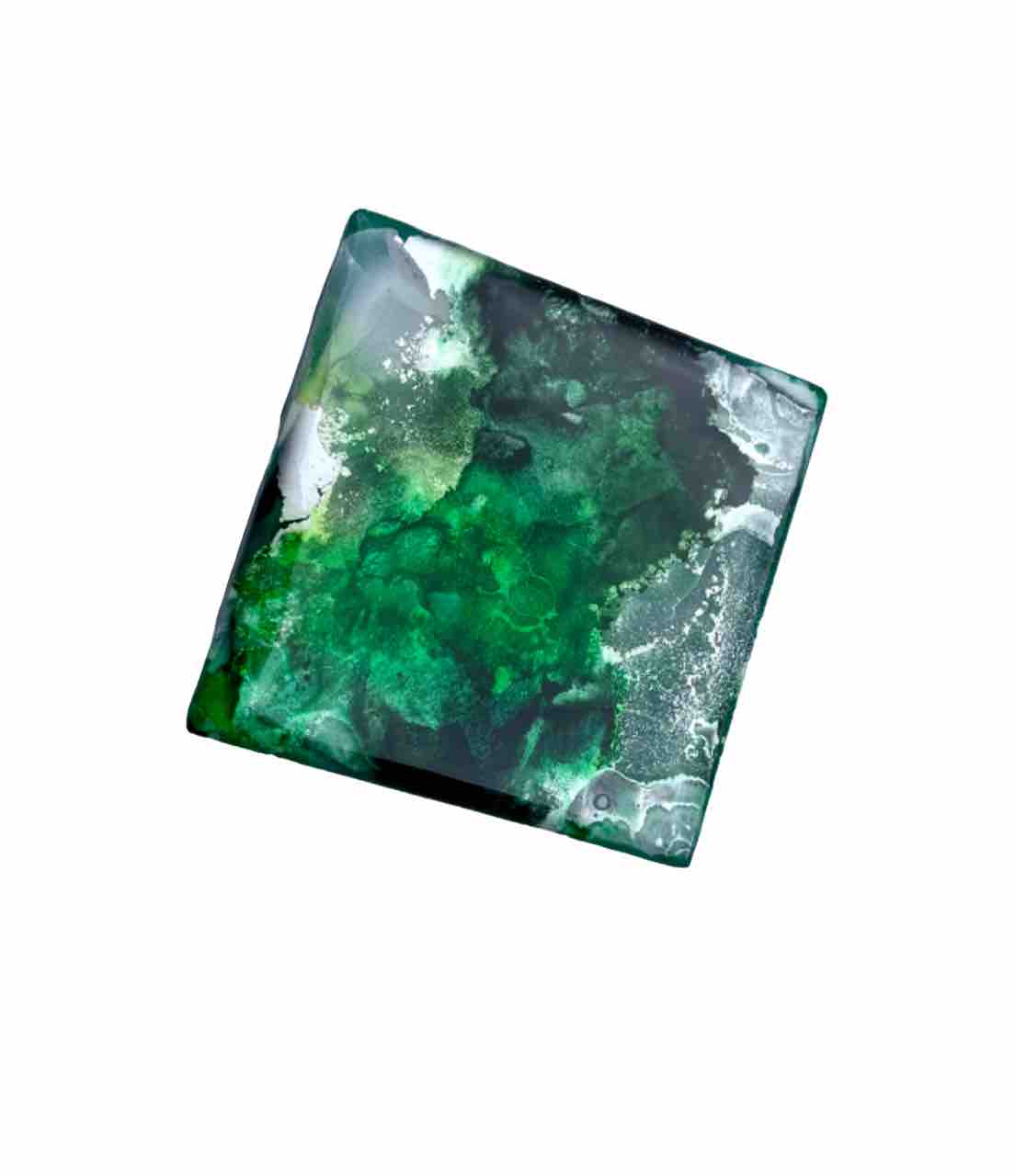 Green Black Silver Set of 4 Drinks Coasters - Resin Coasters - Gifts For Men - Dad Birthday Presents for Him