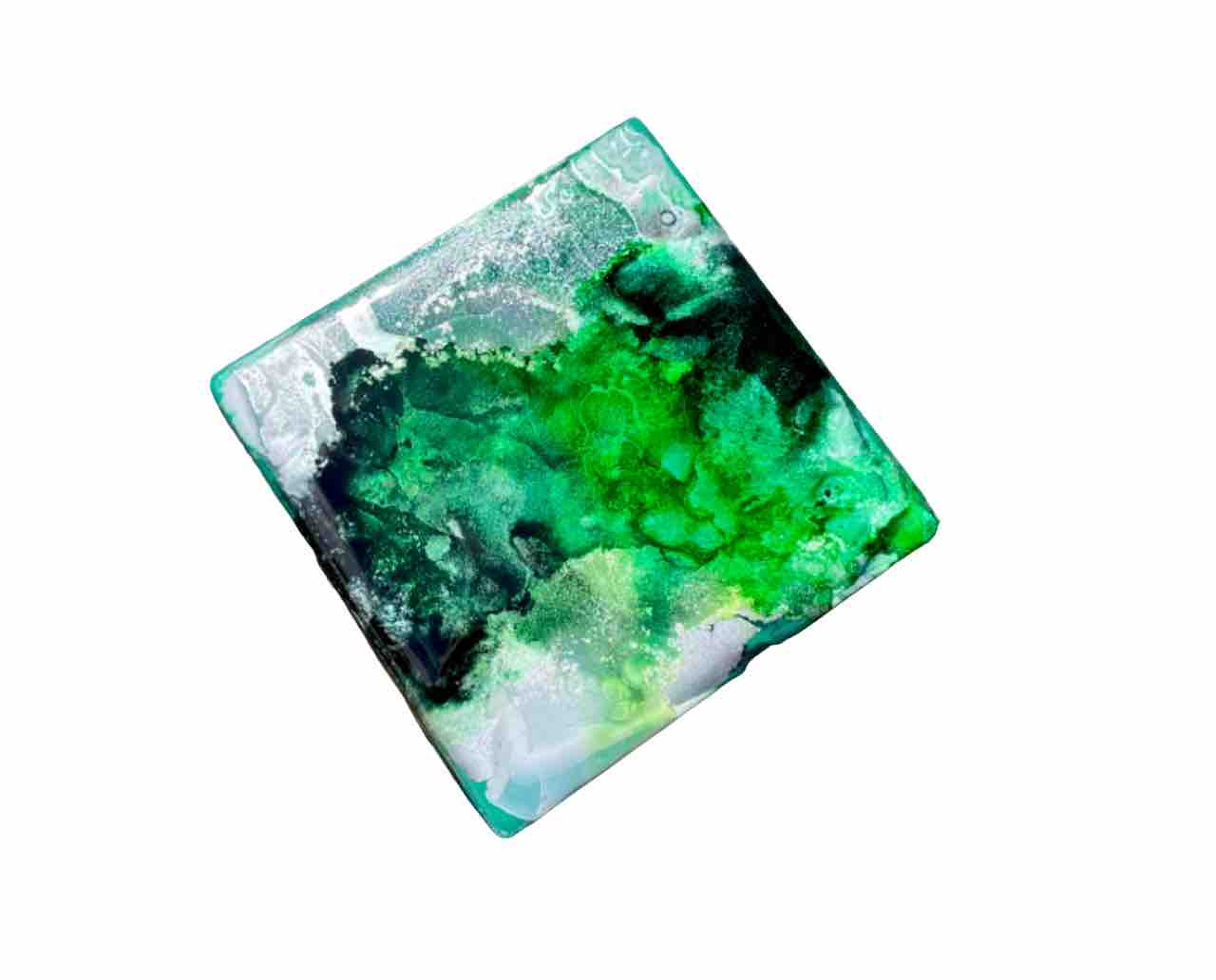 Green Black Silver Set of 4 Drinks Coasters - Resin Coasters - Gifts For Men - Dad Birthday Presents for Him