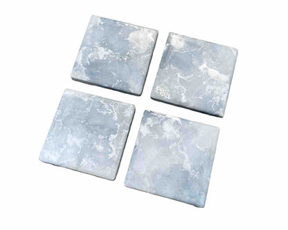 Grey Silver Set of 4 Drinks Coasters