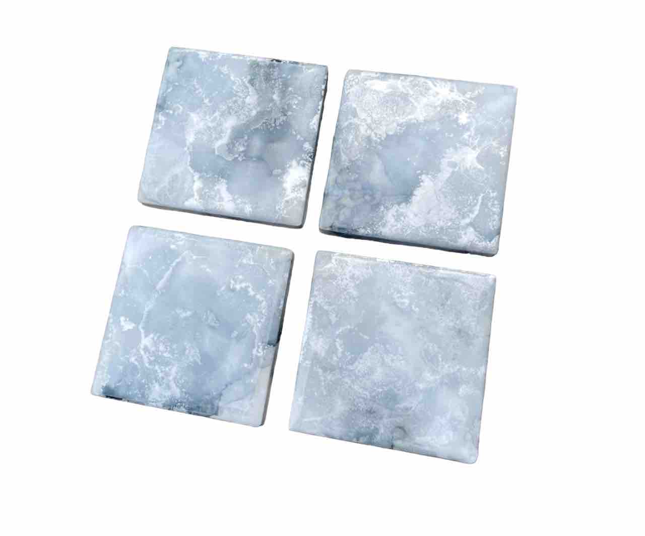 Grey Silver Set of 4 Drinks Coasters