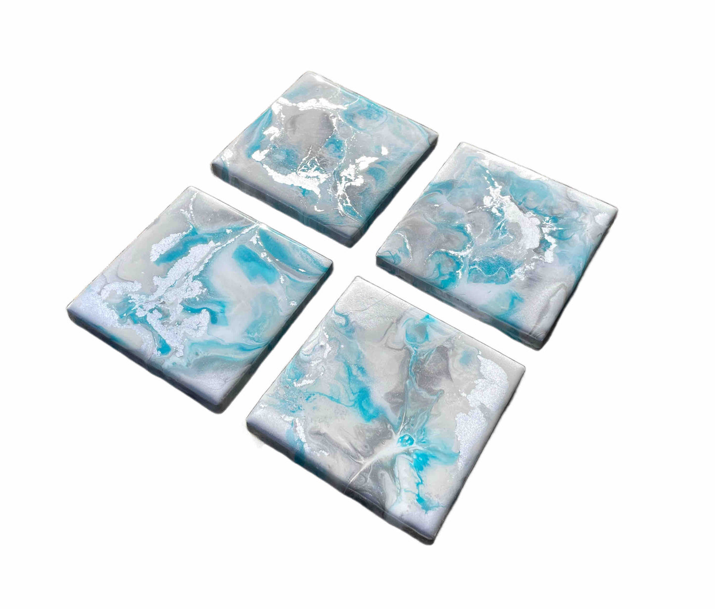 Silver Grey Turquoise Luxury Drinks Coasters - Mother's Day Gift Ideas