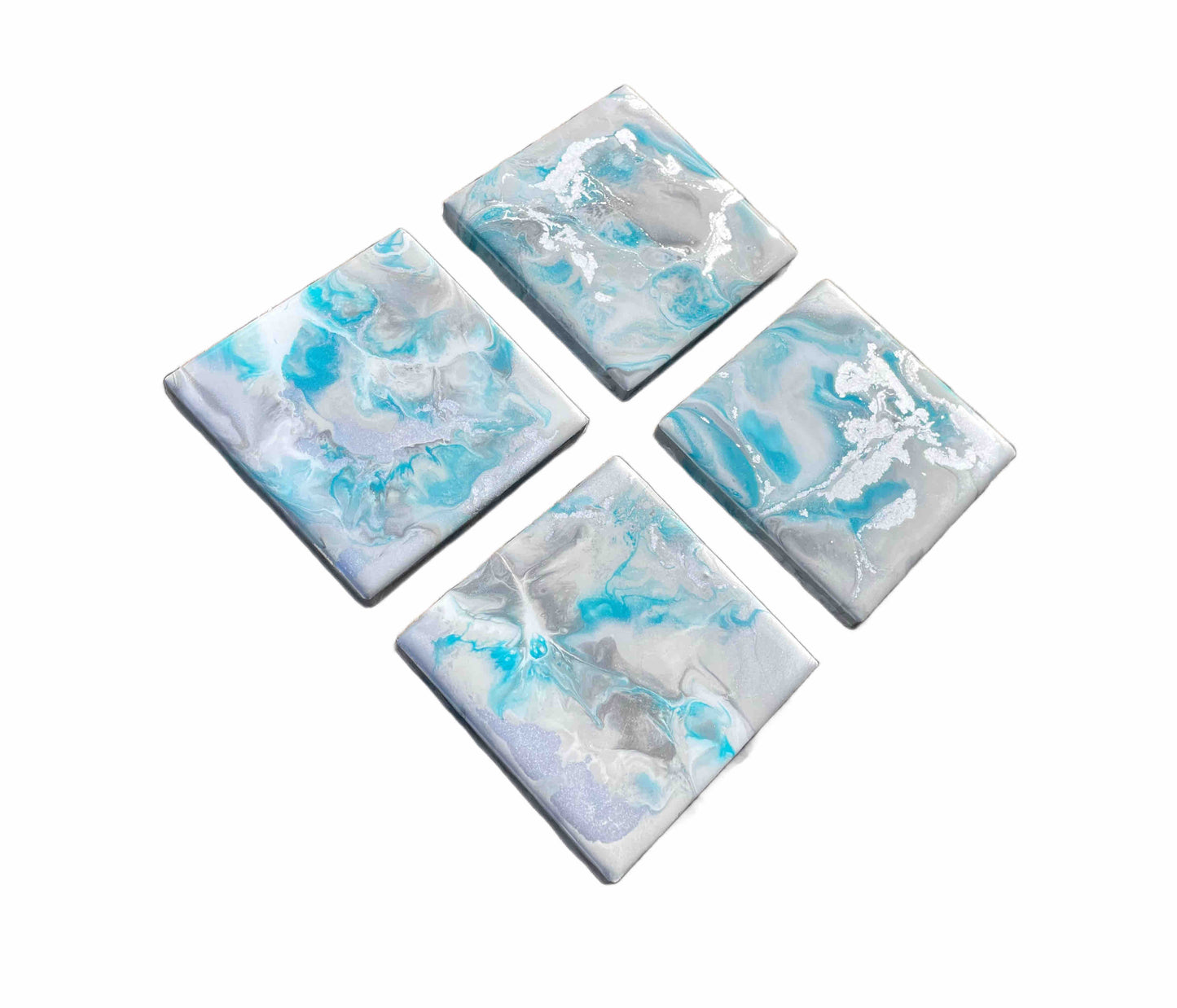 Silver Grey Turquoise Luxury Drinks Coasters - Mother's Day Gift Ideas