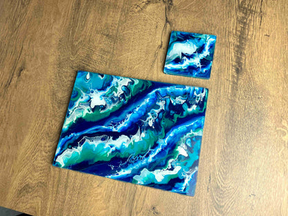 Ocean Art Placemats and Coasters - Heat Resistant dinner mats - Scratch resistant table mats - dining table protection - coastal nature inspired art 