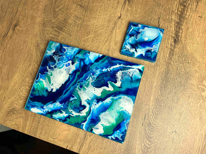 Ocean Art Placemats and Coasters - Heat Resistant dinner mats - Scratch resistant table mats - dining table protection - coastal nature inspired art 