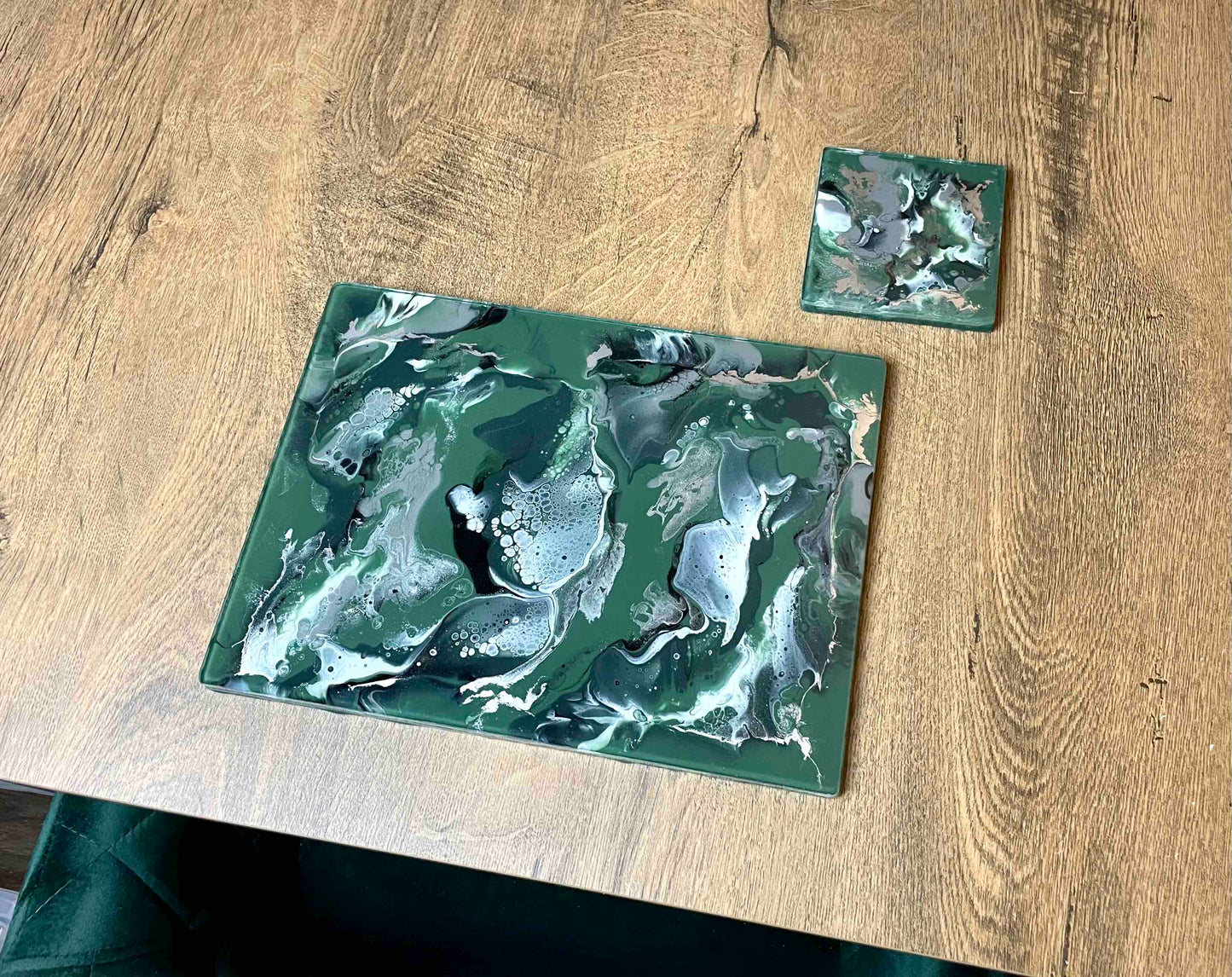 Olive Green Placemats and Coasters Set - Heatproof and Scratch Resistant Table Mats - Earthy green - muted green - khaki - camouflage green - moss green - army green - nature inspired green