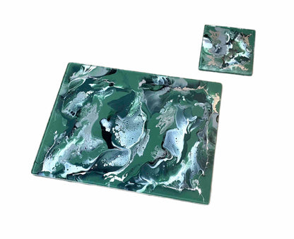 Olive Green Placemats and Coasters Set - Heatproof and Scratch Resistant Table Mats - Earthy green - muted green - khaki - camouflage green - moss green - army green - nature inspired green