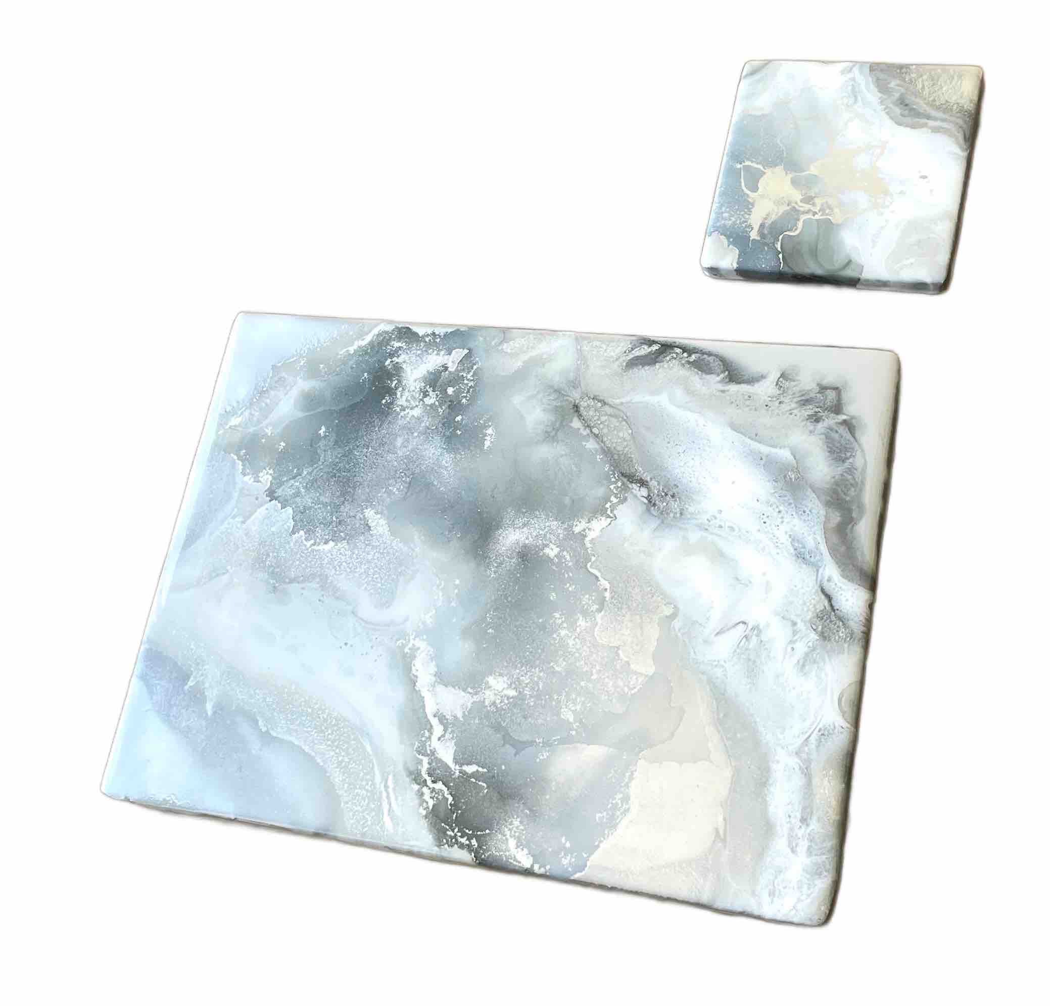 Grey and Silver Placemats Set - Heatproof Mats