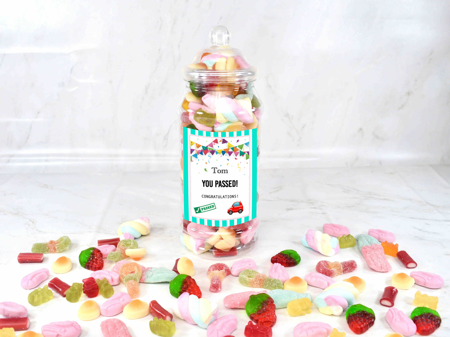 Passed Driving Test Personalised Sweet Jar - Custom Message Pick n Mix Gift Jar