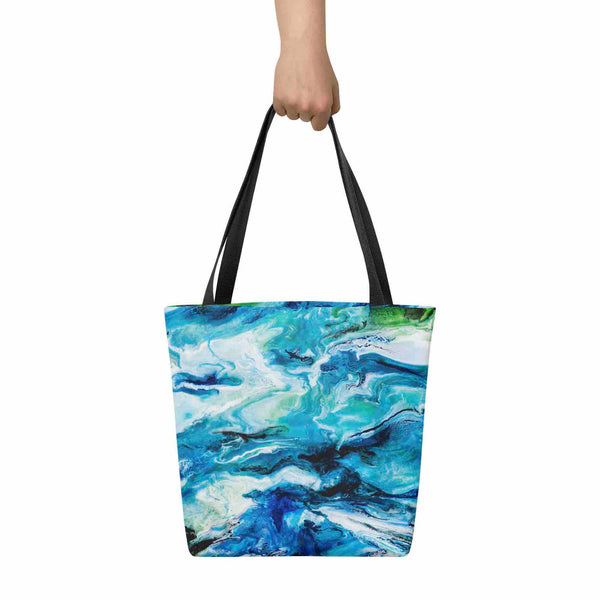 Ocean Water Tote Bag - Nautical Clothing - Abstract Seascape - Turquoise Shopper Bag - Blue Grocery Bag - Sturdy Shopping Bag - Nature Inspired