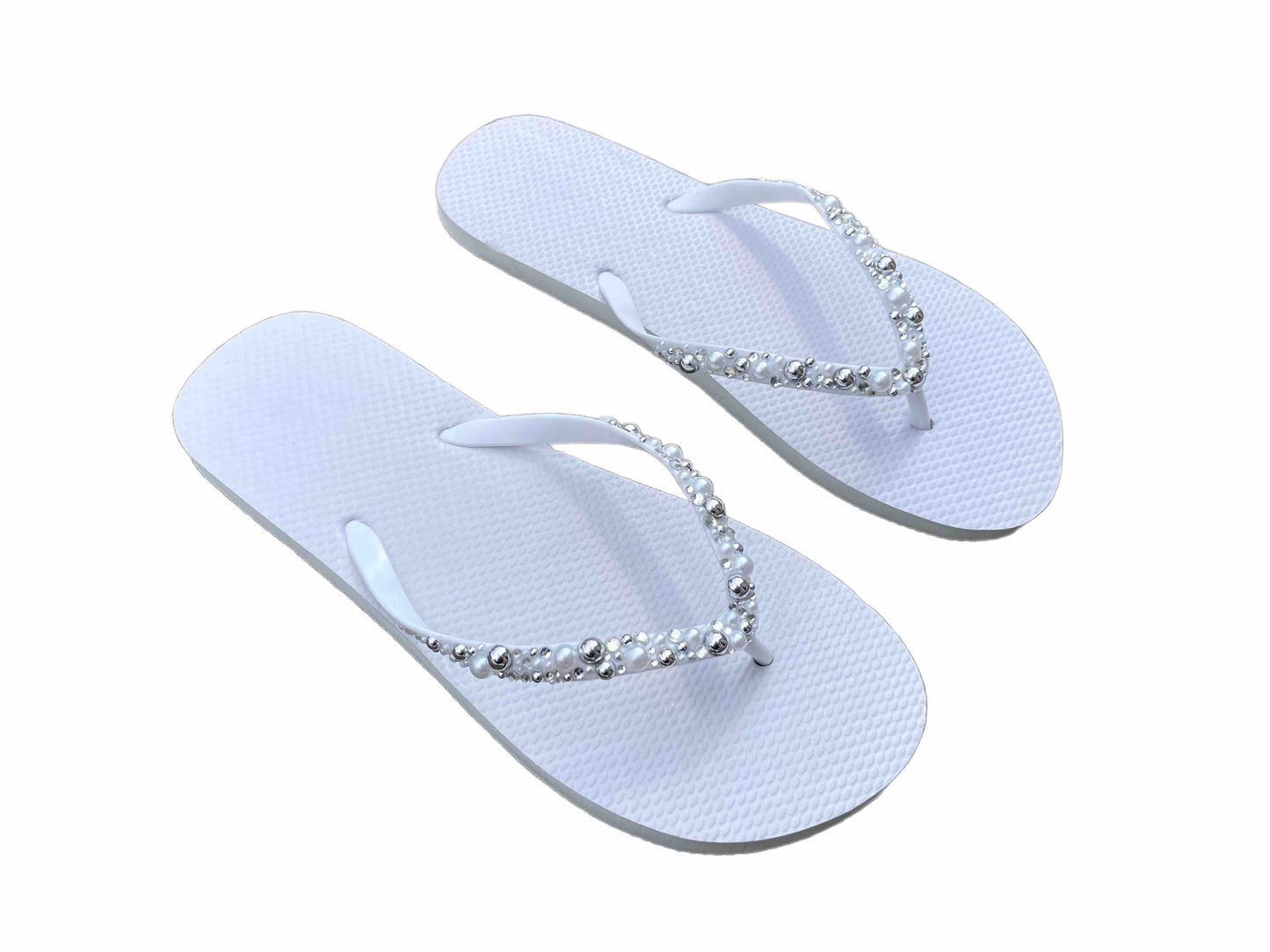 Bridal Flip Flops | Bride Shoes | Beaded White Wedding Flip Flops | Wedding Shoes One Size Fits All | Wedding Must Haves | A little treat for your dancing feet