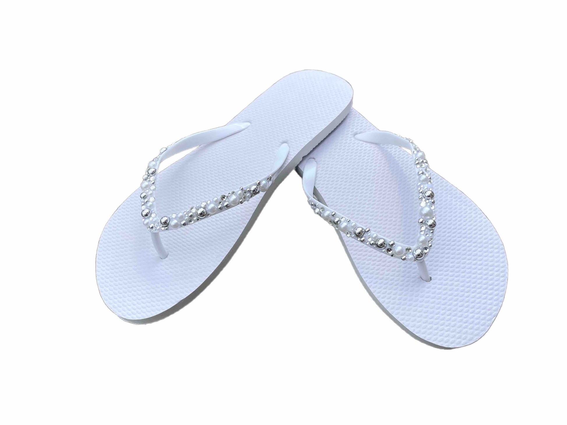 Bridal Flip Flops | Bride Shoes | Beaded White Wedding Flip Flops | Wedding Shoes One Size Fits All | Wedding Must Haves | A little treat for your dancing feet