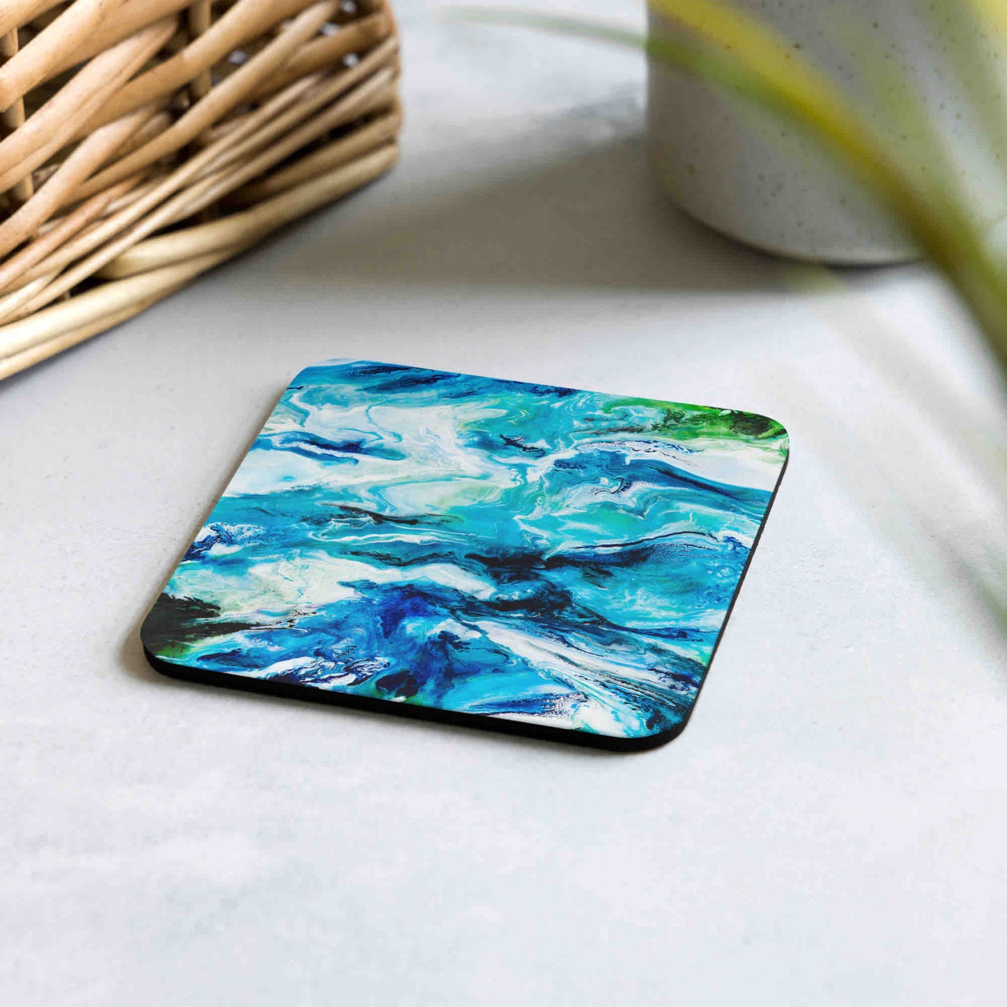 Seaside Blue Coasters - Nature Inspired Decor - Coastal Living - Blue Kitchen - Teal Drinks Coasters - Aqua Tablemats - Dining Mats