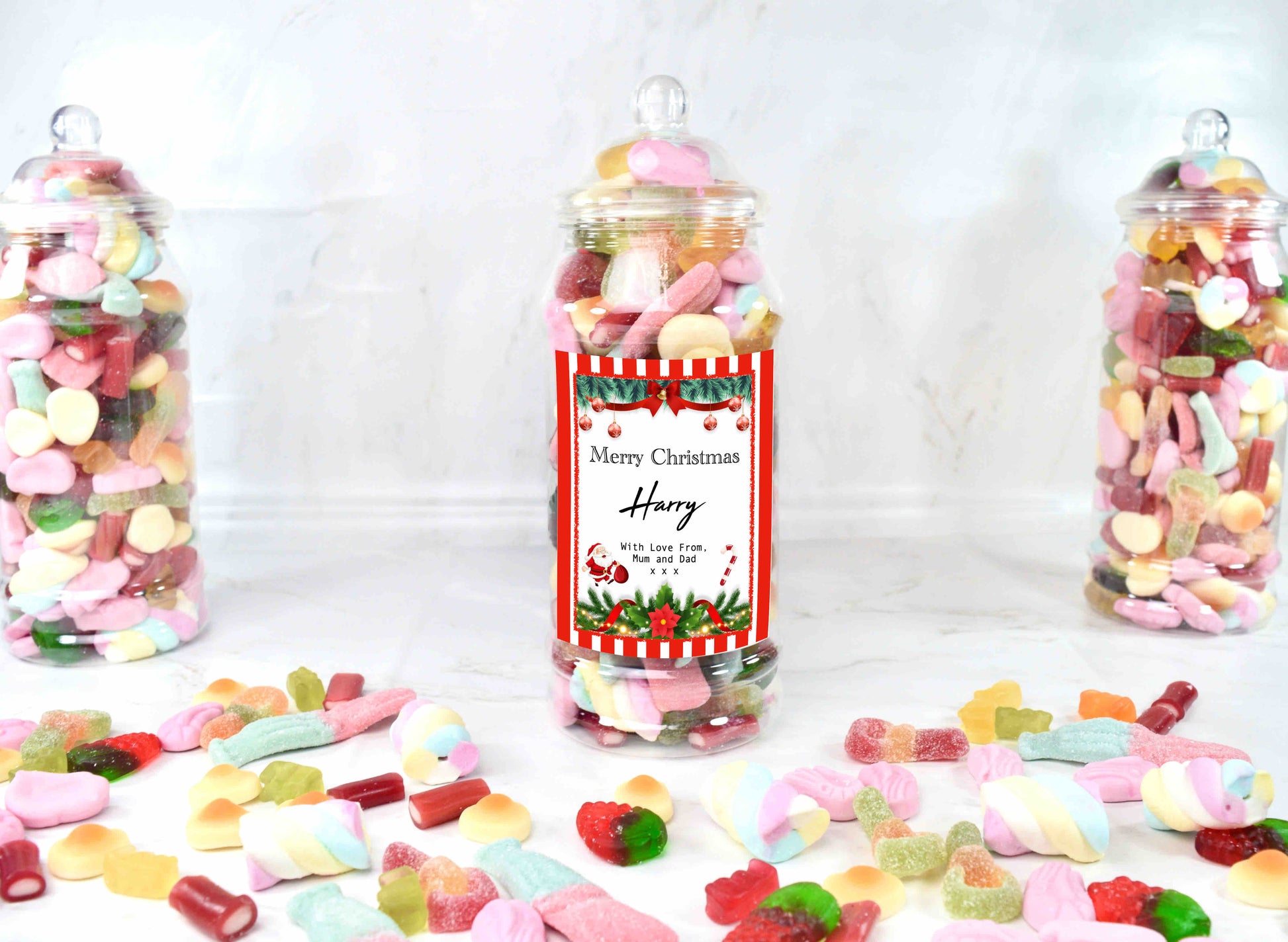 Personalised Christmas Sweet Jar with Sweets Included