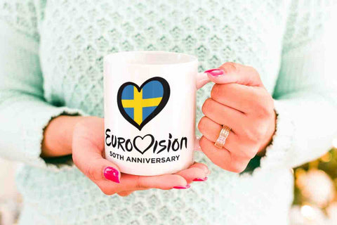 Eurovision 50th Anniversary - Eurovision Sweden Mug - Eurovision Song Contest Malmö 2024 Cup - Eurovision Christmas Gift Ideas - Eurovision Birthday Gift - Eurovision Lover