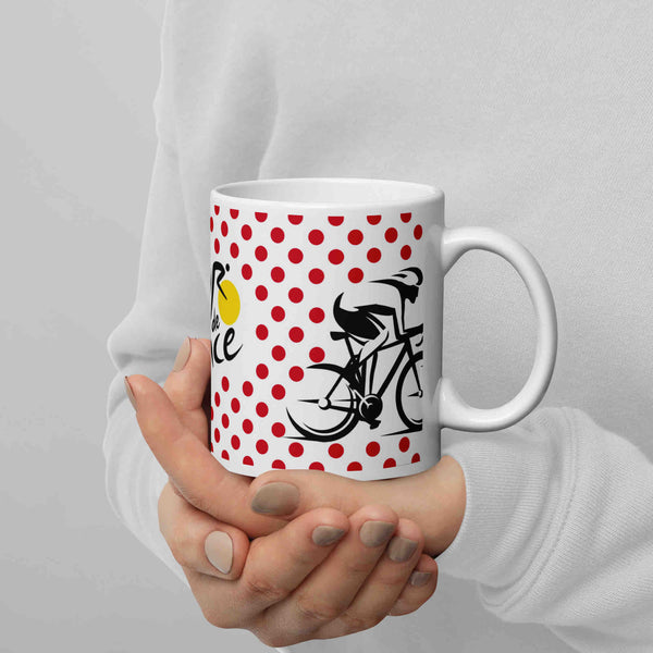 Le Tour de France Mug | Limited Edition Cycling Souvenir | Polka Dot Ceramic Cup | Fathers Day Gift Ideas for Men