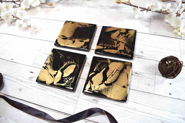 Black Gold Resin Coasters for Drinks - Father's Day Gift Idea