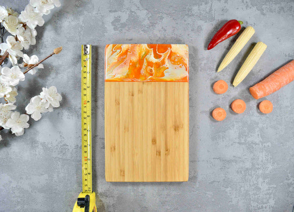 Orange Resin Cutting Board 24cm Bamboo - Valentines Day Gift Idea