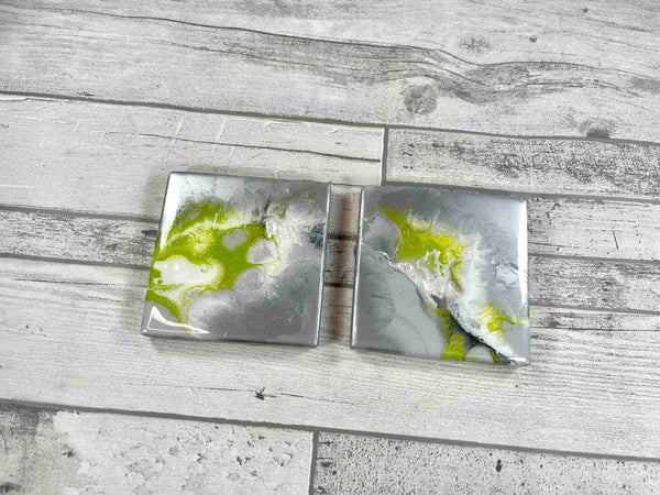 Lime Green Resin Coasters for Drinks - Luxury Epoxy Resin Mats