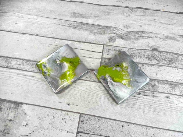Lime Green Resin Coasters for Drinks - Luxury Epoxy Resin Mats