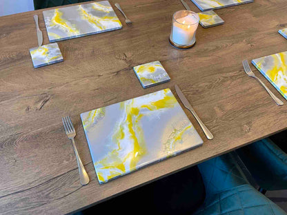 Yellow Table Mats Set - Heatproof Placemats